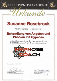 Zerifikat Hypnose gegen Ängste